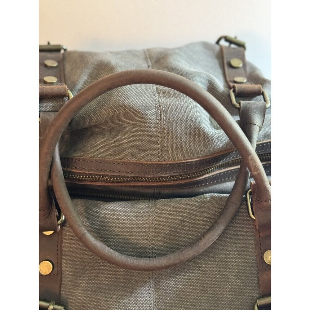 Hudson Cole Oversized Canvas Duffle With Leather Trim EUC - Picture 11 of 12